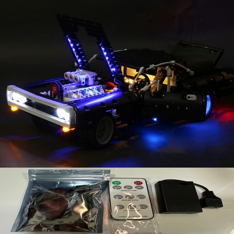 Model Kit Dodge Charger - طقم إضاءة LED مناسب لمجموعة مكعبات