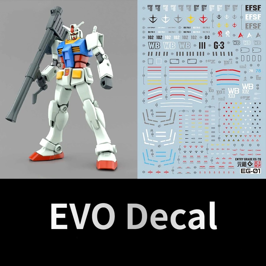 Model Kit Entry Grade - ملصقات مائية فلورسنت EVO EG-01 لمجموعات